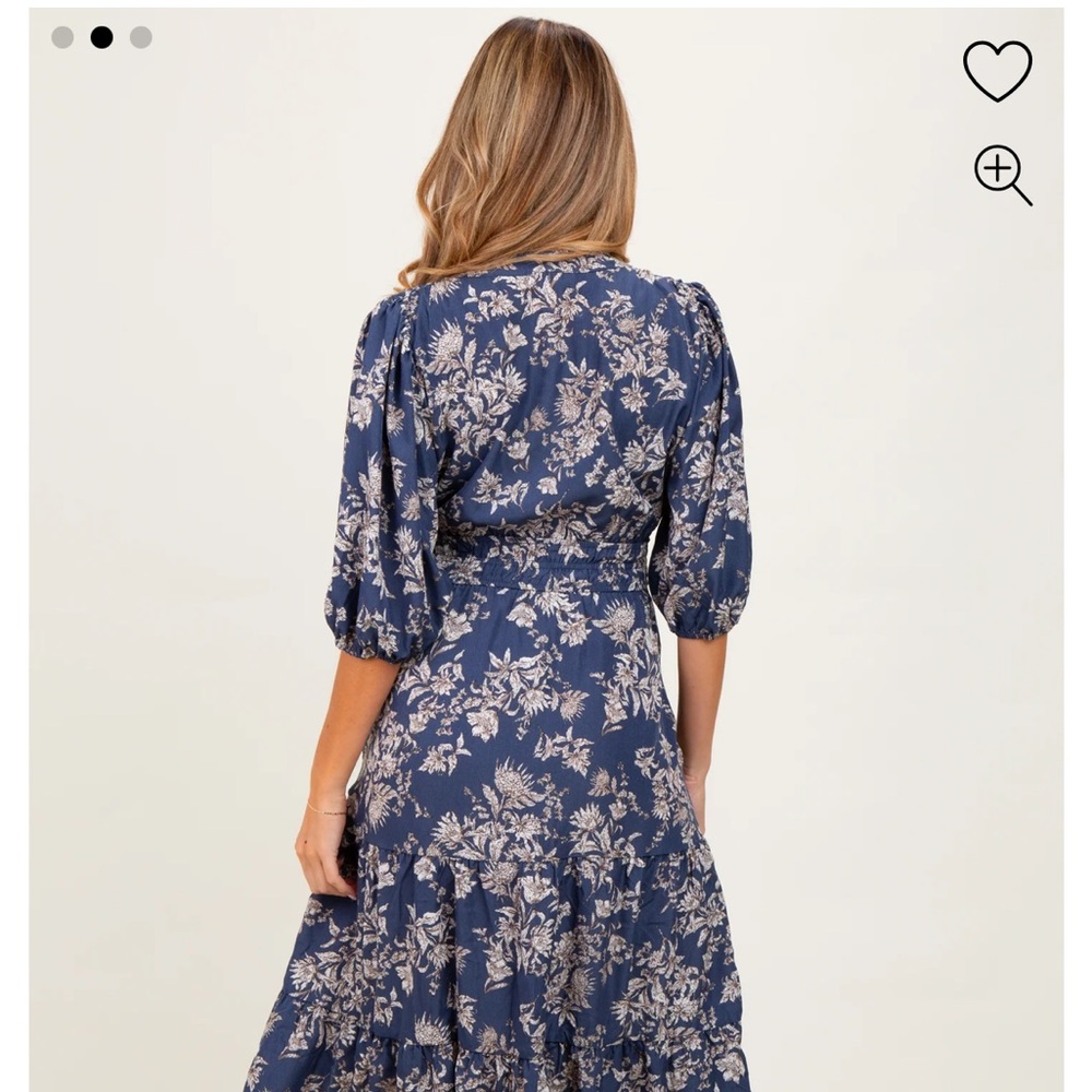 Pinkblush- Blue Floral Maternity Midi Dress - NEW with tags - Picture 2 of 6